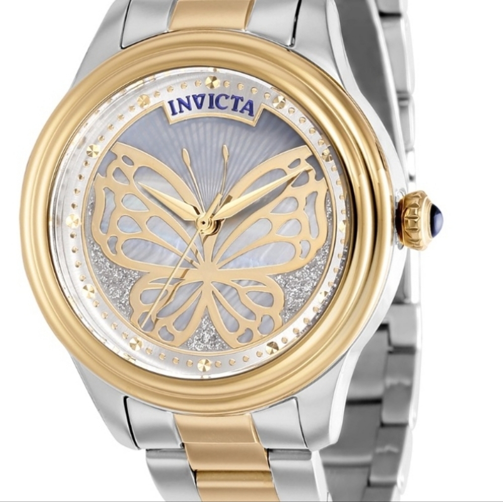 Silver & Gold Tone Mother of Pearl Invicta Wildflower Collection Watch